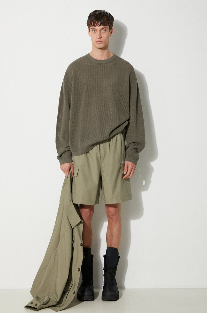 Бавовняні шорти MKI MIYUKI ZOKU Ripstop Cargo Shorts колір зелений RIPSTOP.CARGO.SHORTS
