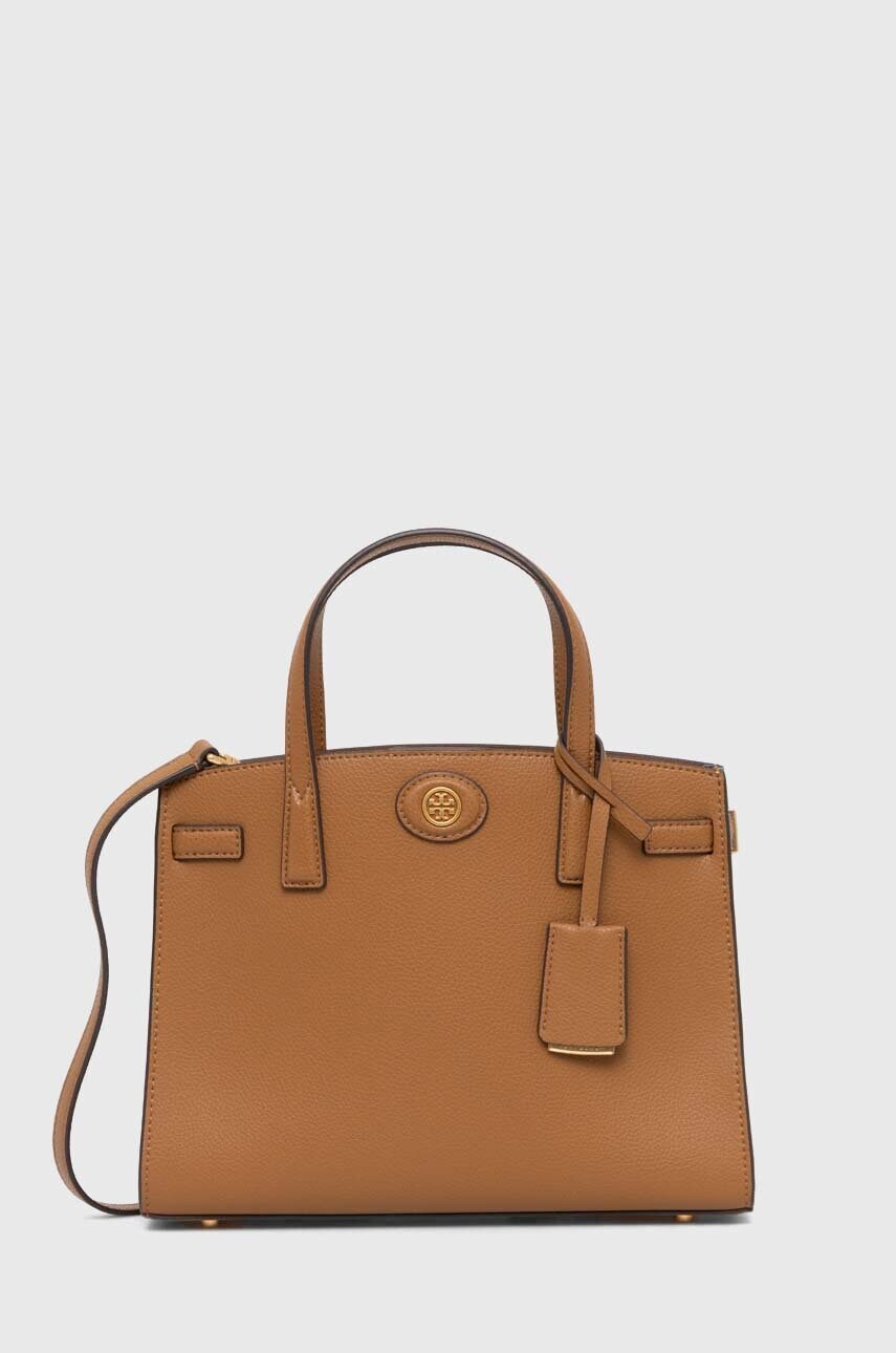Шкіряна сумочка Tory Burch колір коричневий
