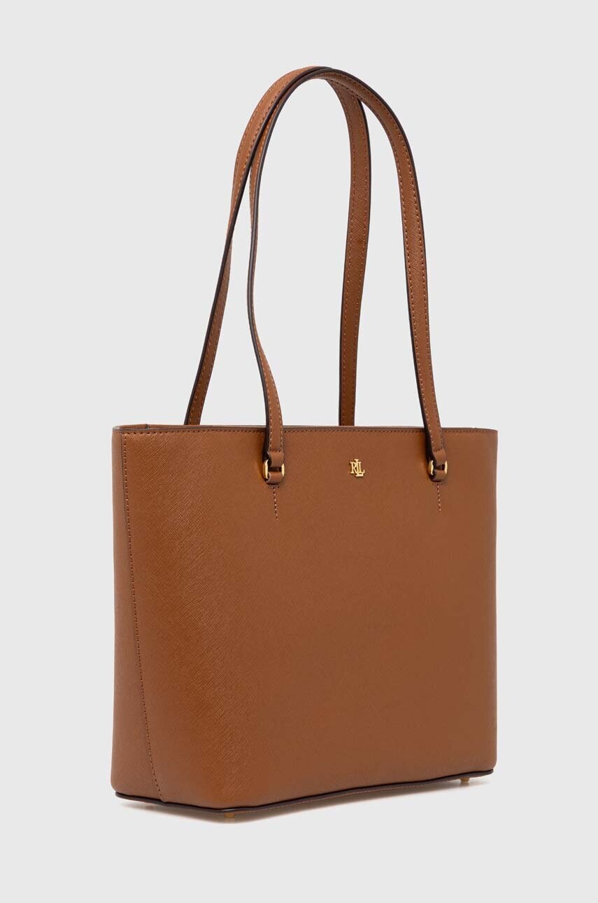 Шкіряна сумочка Lauren Ralph Lauren колір бежевий 431924351