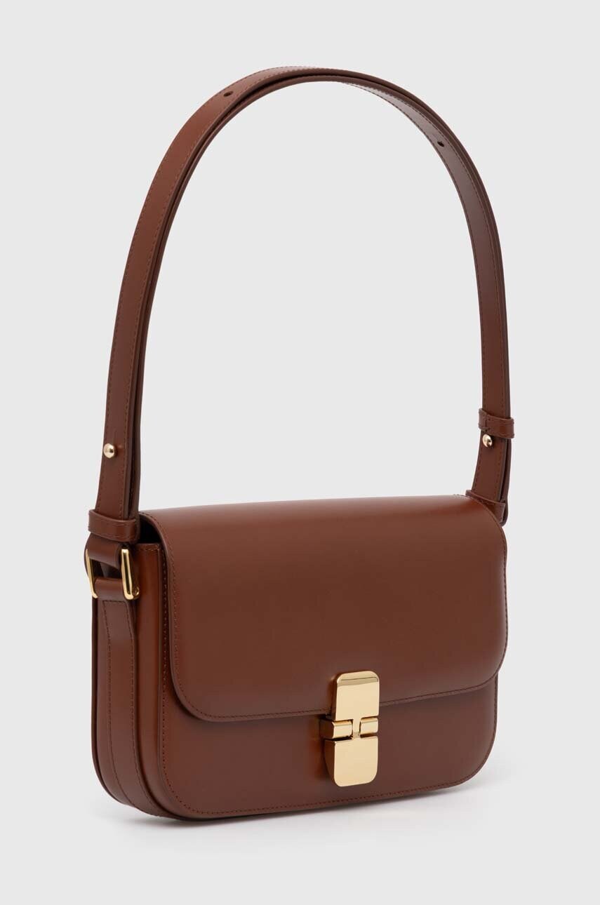 Шкіряна сумочка A.P.C. Sac Grace Baguette колір коричневий PXBMW.F61615.CAD