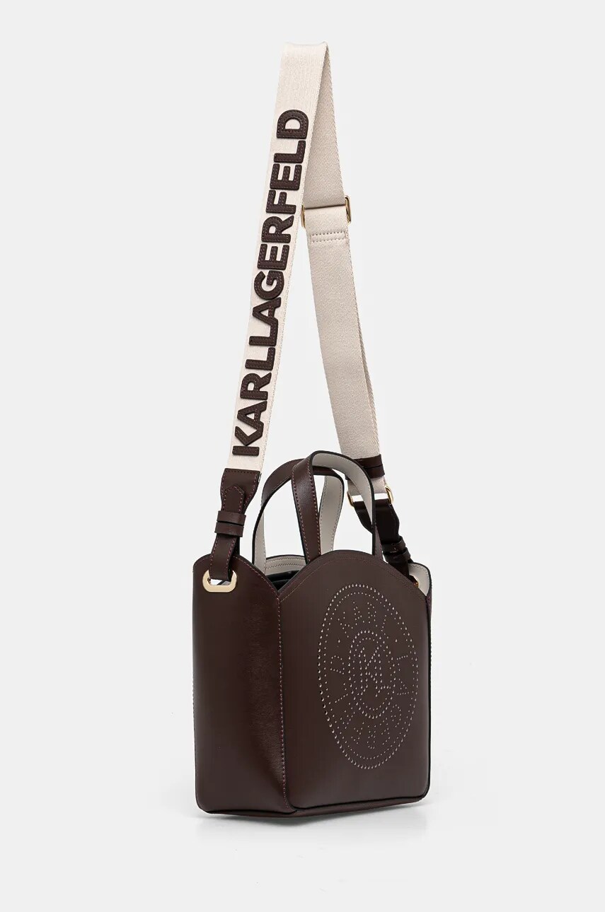 Шкіряна сумочка Karl Lagerfeld колір коричневий