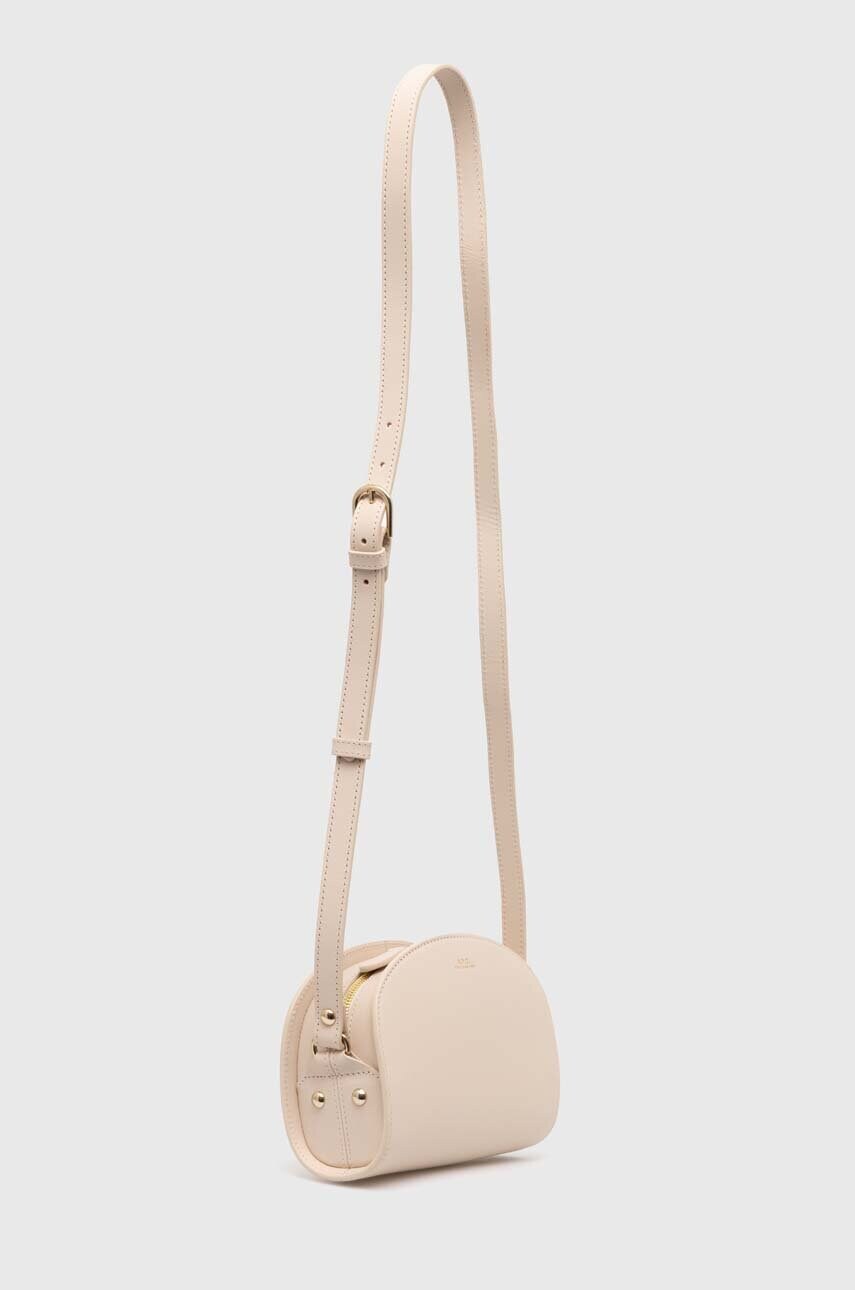 Шкіряна сумочка A.P.C. sac demi-lune mini колір бежевий PXAWV-F61392