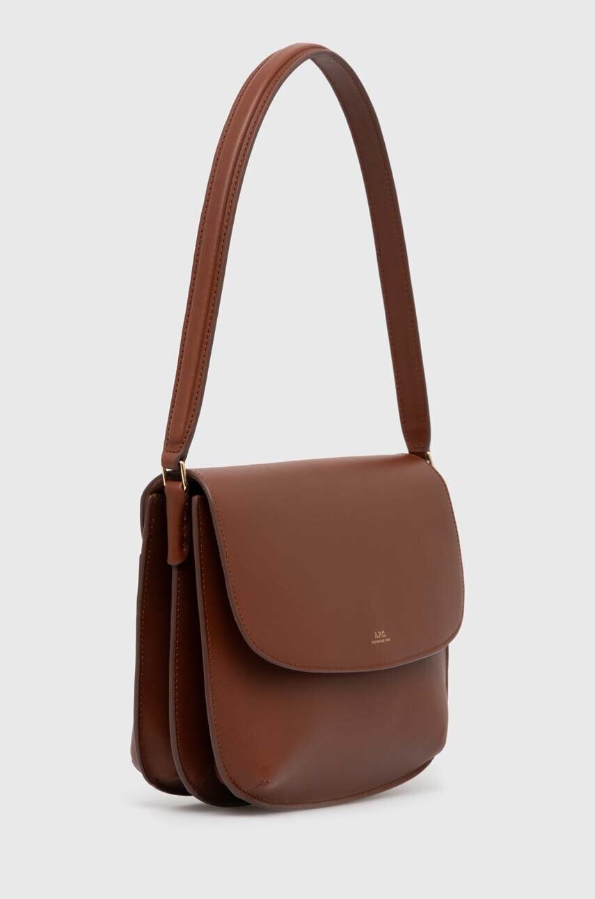 Шкіряна сумочка A.P.C. sac sarah shoulder колір коричневий PXAWV-F61526