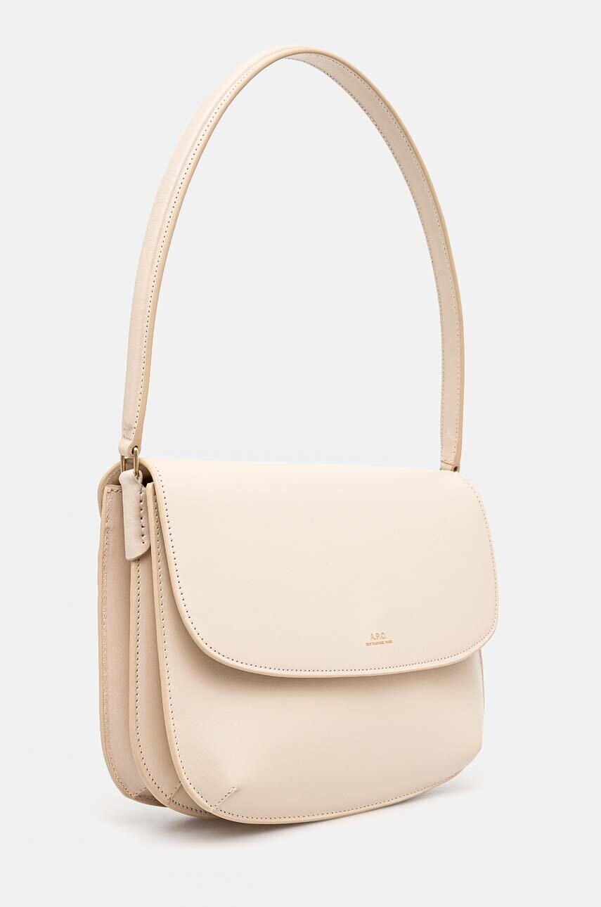 Шкіряна сумочка A.P.C. sac sarah shoulder колір бежевий PXAWV-F61526