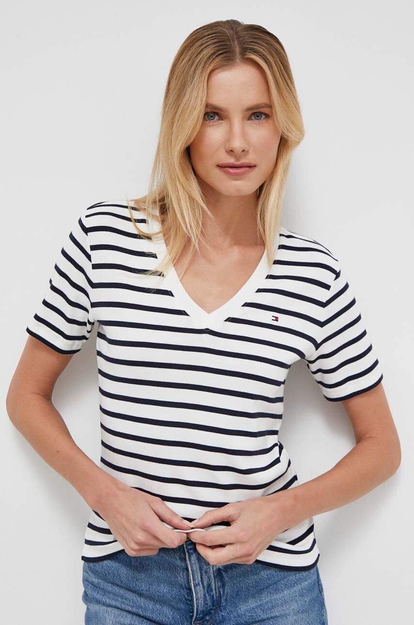 Бавовняна футболка Tommy Hilfiger жіночий колір бежевий