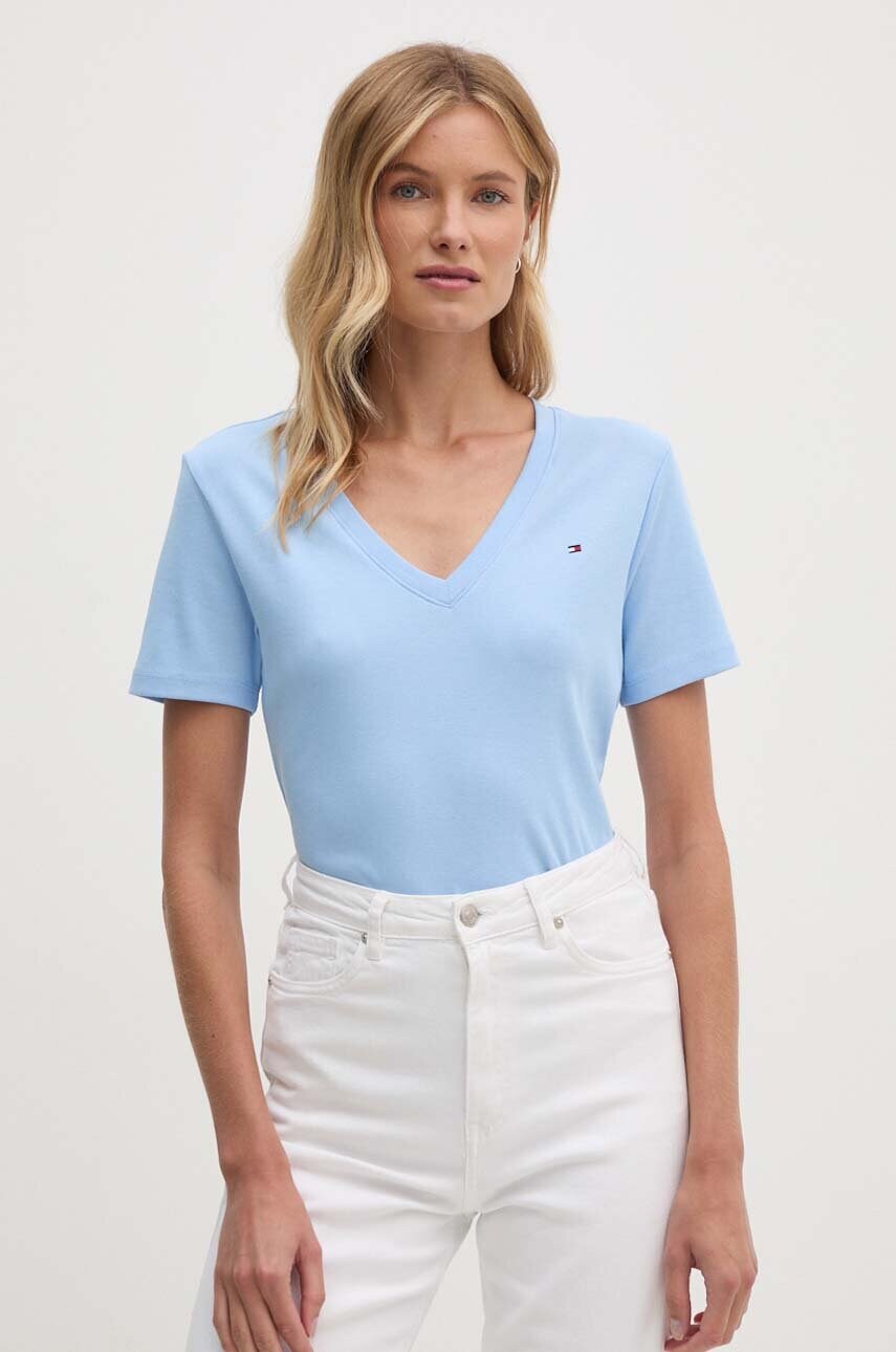 Бавовняна футболка Tommy Hilfiger жіноча колір синій WW0WW40584