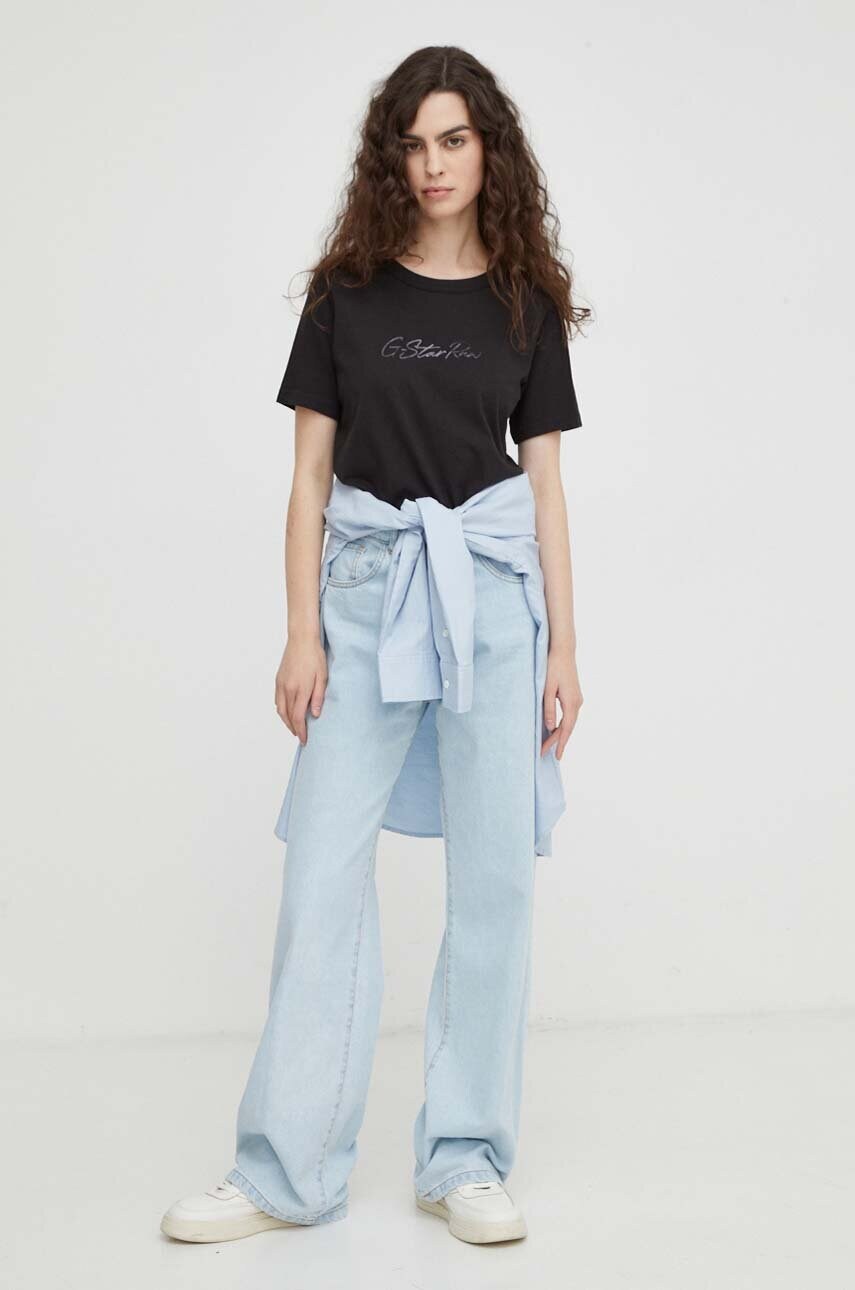 Бавовняна футболка G-Star Raw жіночий колір чорний