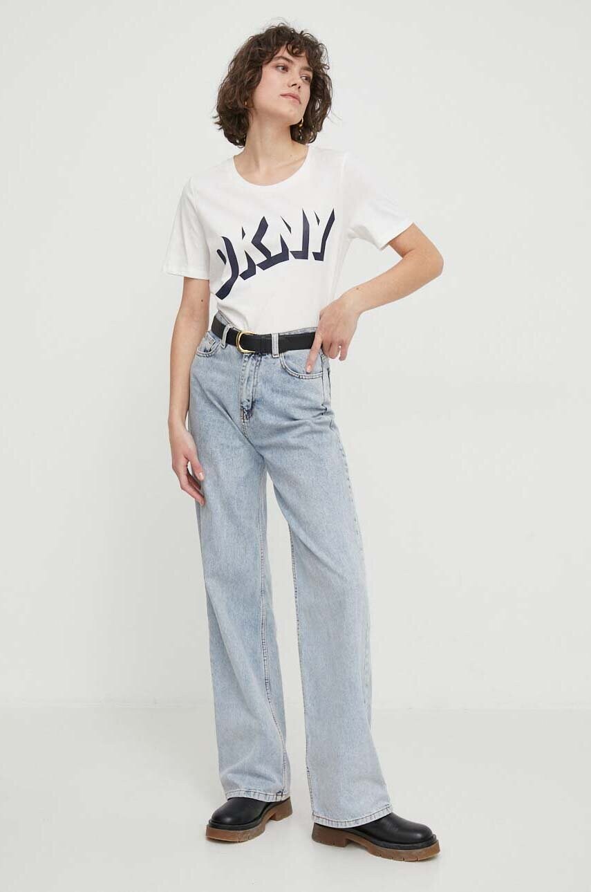 Бавовняна футболка Dkny жіночий колір білий
