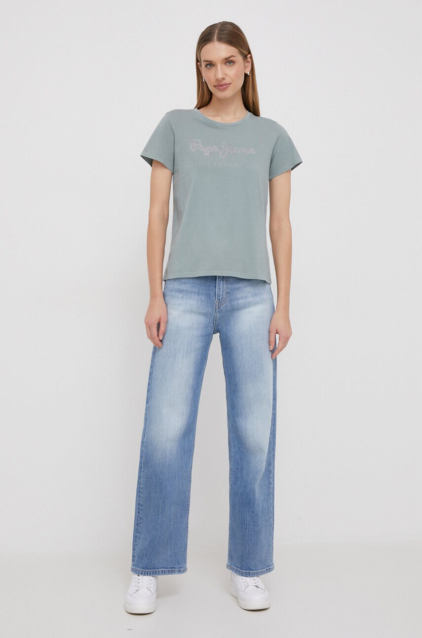 Бавовняна футболка Pepe Jeans HAILEY жіноча колір зелений PL505749