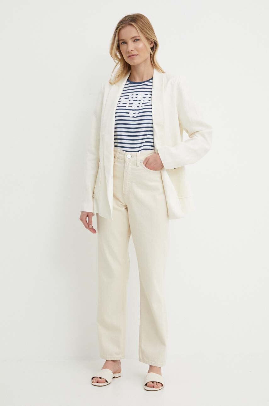 Бавовняна футболка Lauren Ralph Lauren жіноча колір білий 200933519