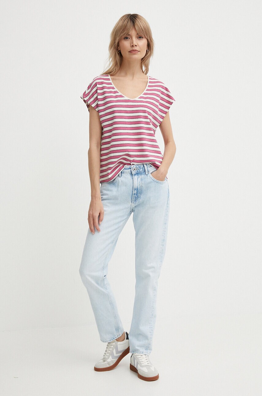 Футболка з домішкою льону Pepe Jeans KHLOE колір рожевий PL505835