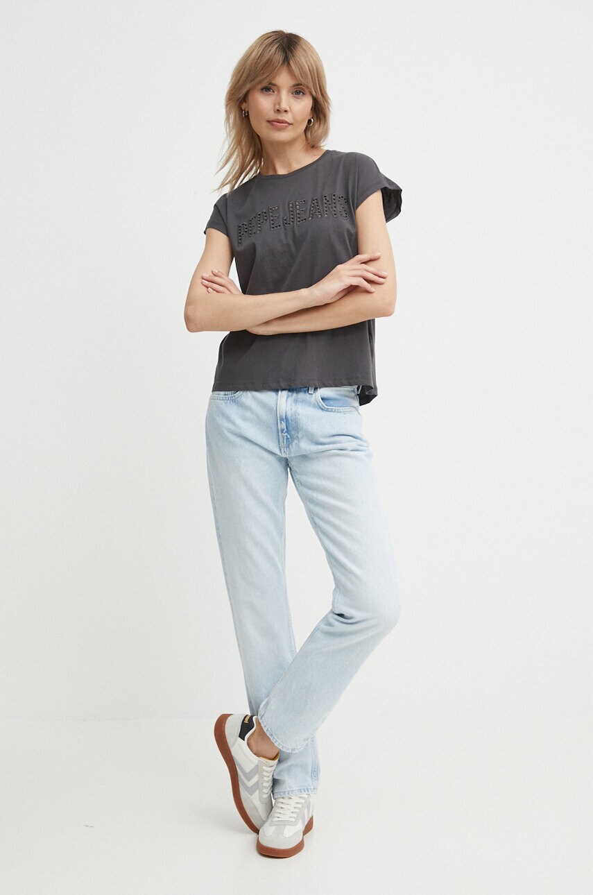 Бавовняна футболка Pepe Jeans LILITH жіноча колір сірий PL505837