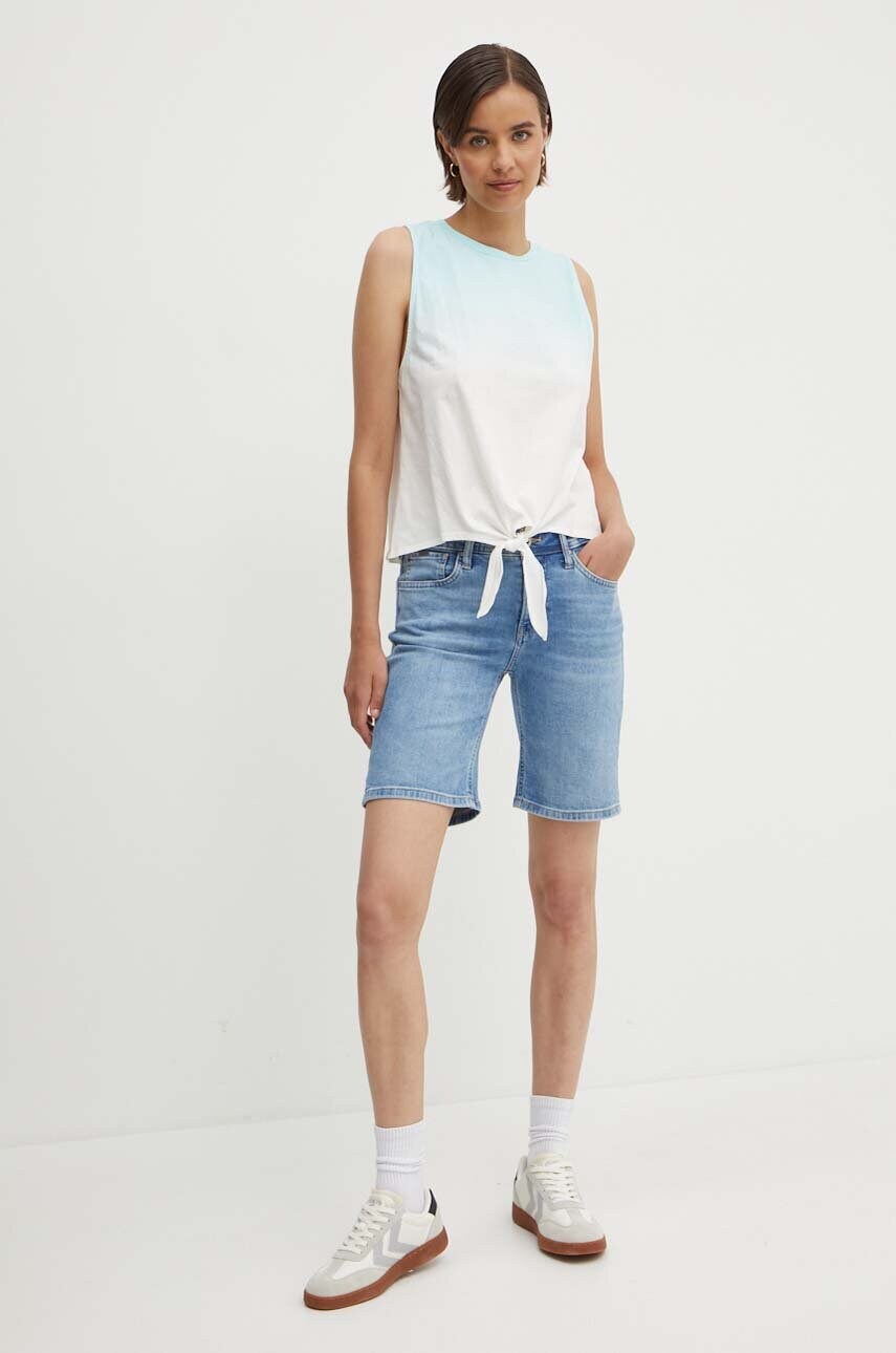 Бавовняний топ Pepe Jeans LAVENDER колір бірюзовий PL505838