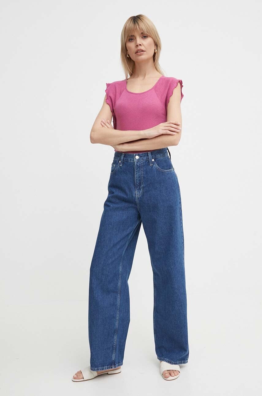 Льняна футболка Pepe Jeans KAI колір рожевий PL505842