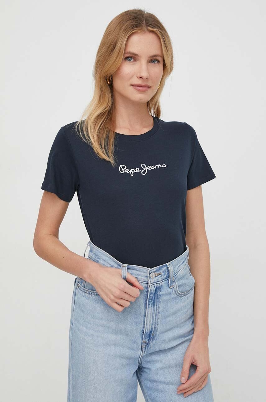 Бавовняна футболка Pepe Jeans LORETTE жіноча колір синій PL505827