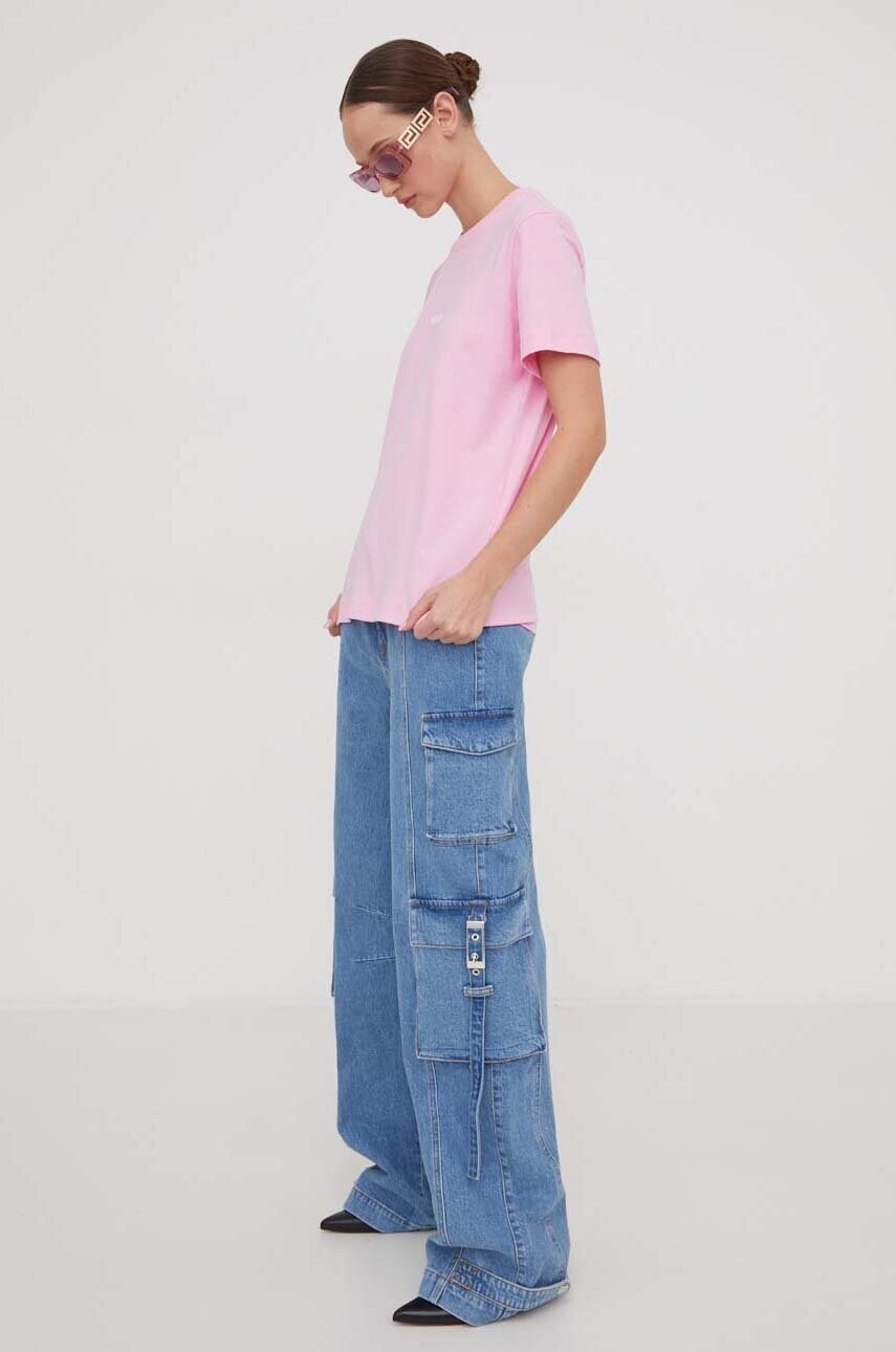 Бавовняна футболка MSGM жіночий колір рожевий