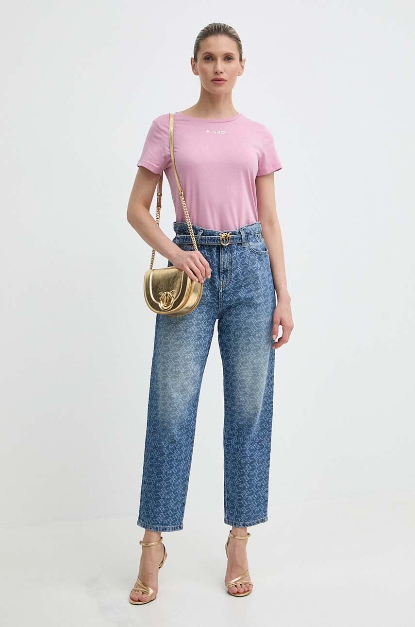 Бавовняна футболка Pinko Answear Exclusive жіноча колір рожевий