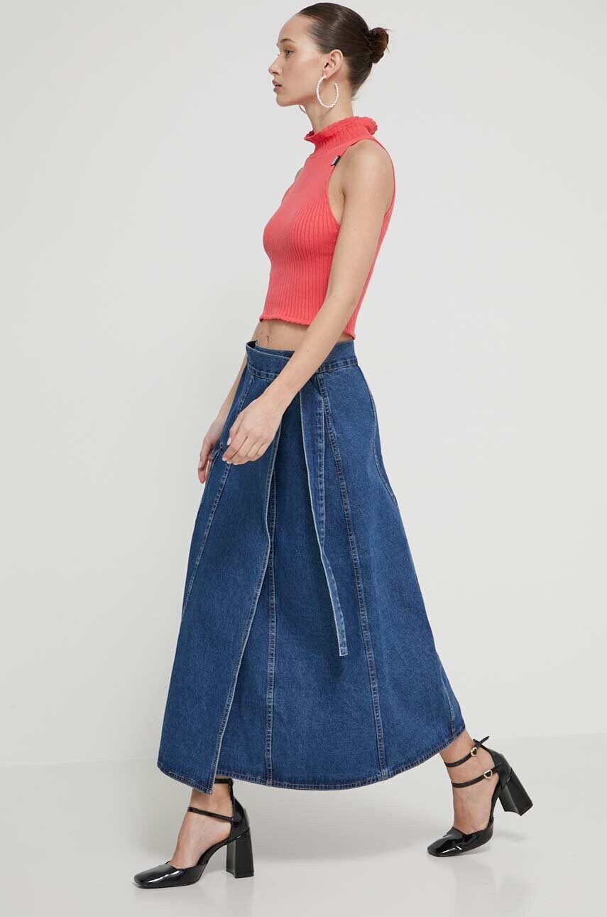 Бавовняний светр Moschino Jeans колір рожевий легкий півгольф