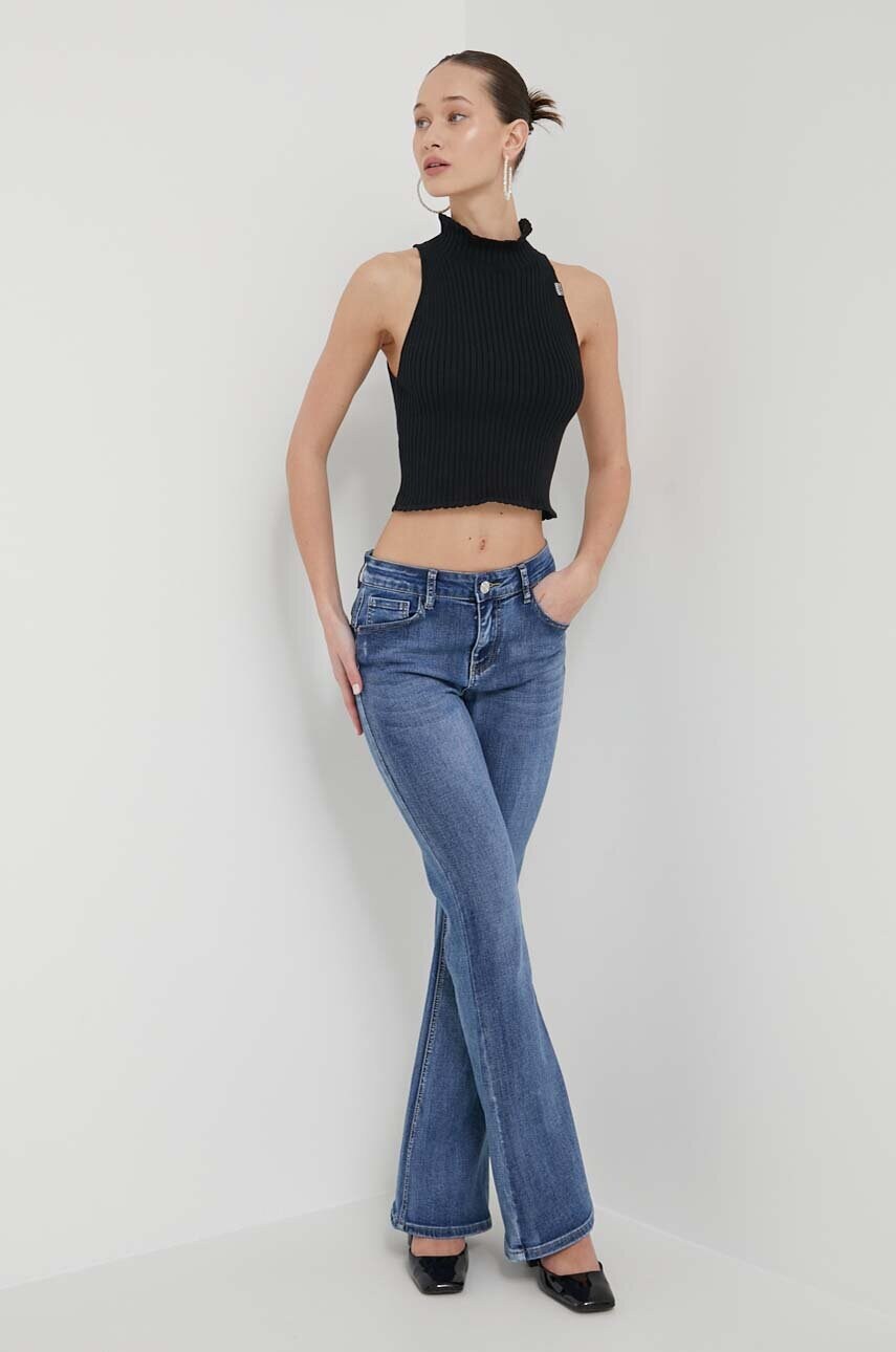 Бавовняний светр Moschino Jeans колір чорний легкий півгольф