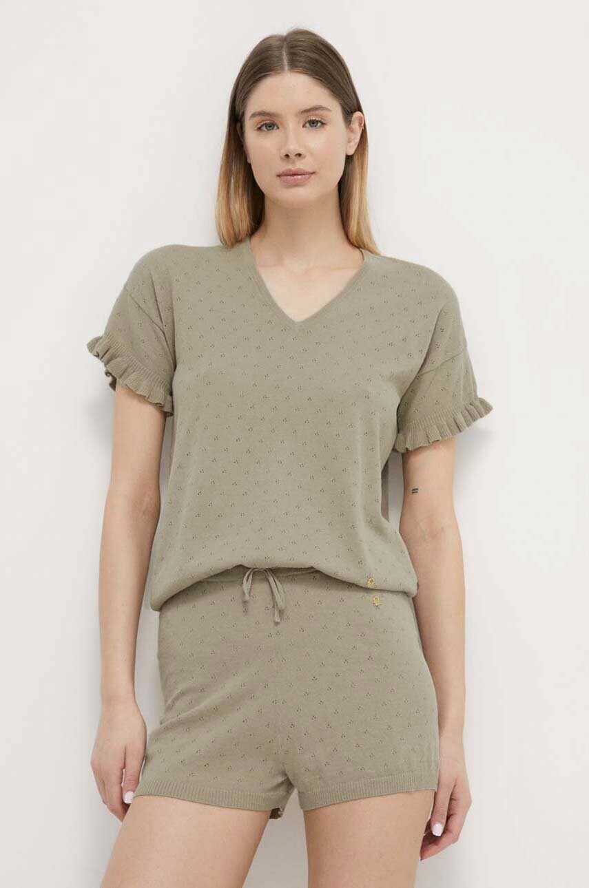 Футболка лаунж United Colors of Benetton колір зелений