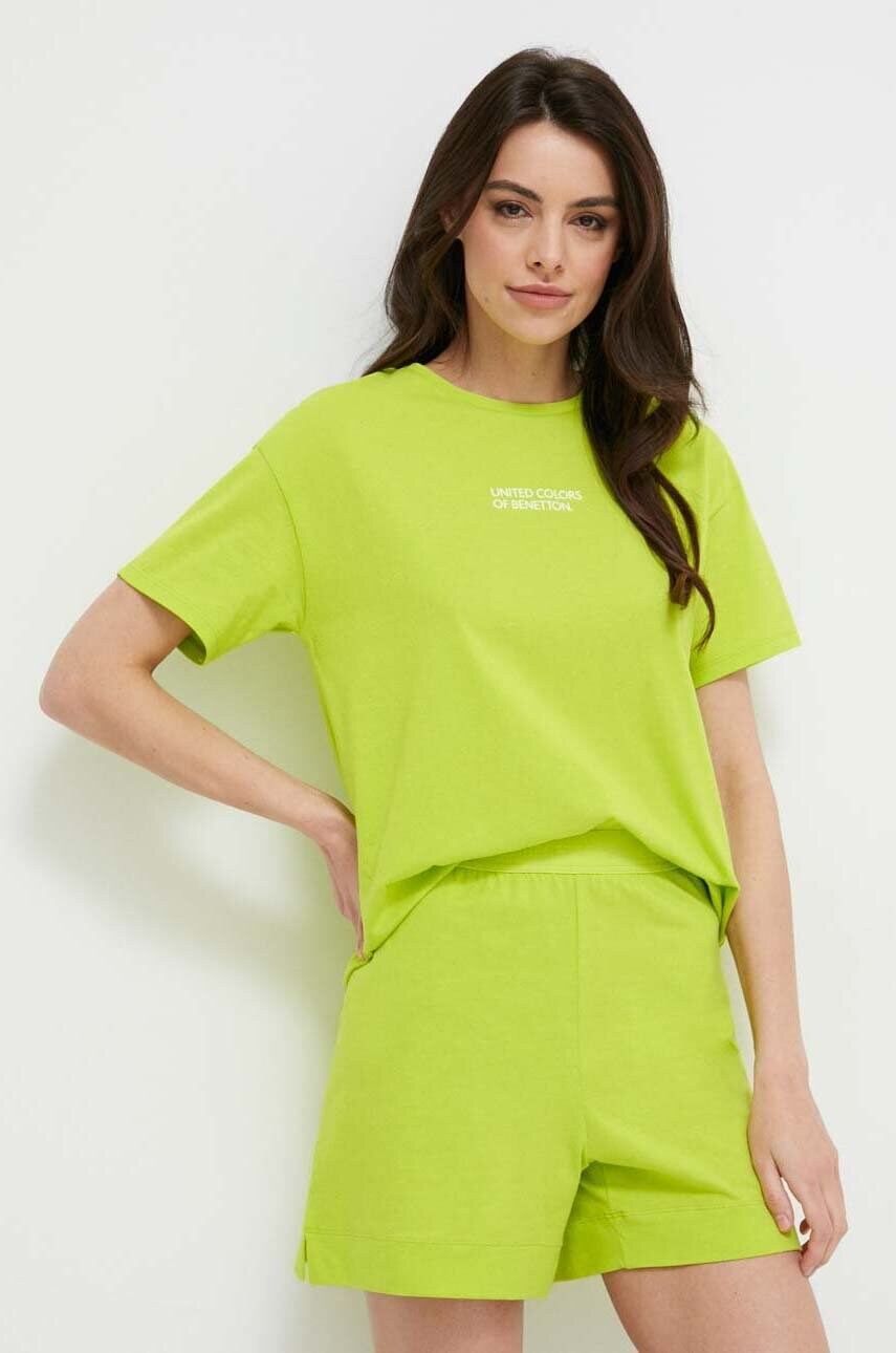 Бавовняна футболка lounge United Colors of Benetton колір зелений