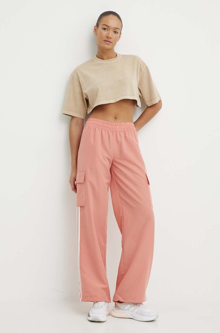 Бавовняна футболка adidas Originals Ess+ жіноча колір бежевий IR5997