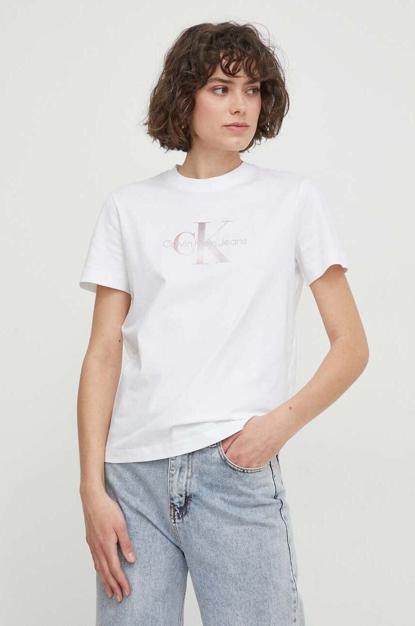 Бавовняна футболка Calvin Klein Jeans жіночий колір білий