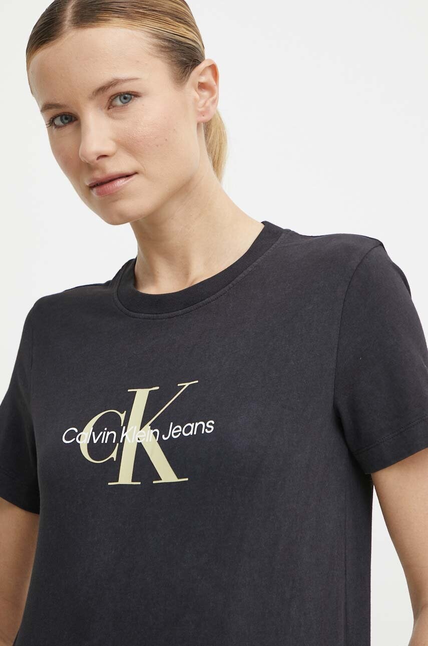 Бавовняна футболка Calvin Klein Jeans жіночий колір чорний