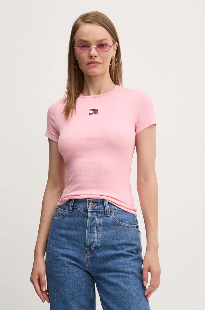 Футболка Tommy Jeans жіночий колір рожевий