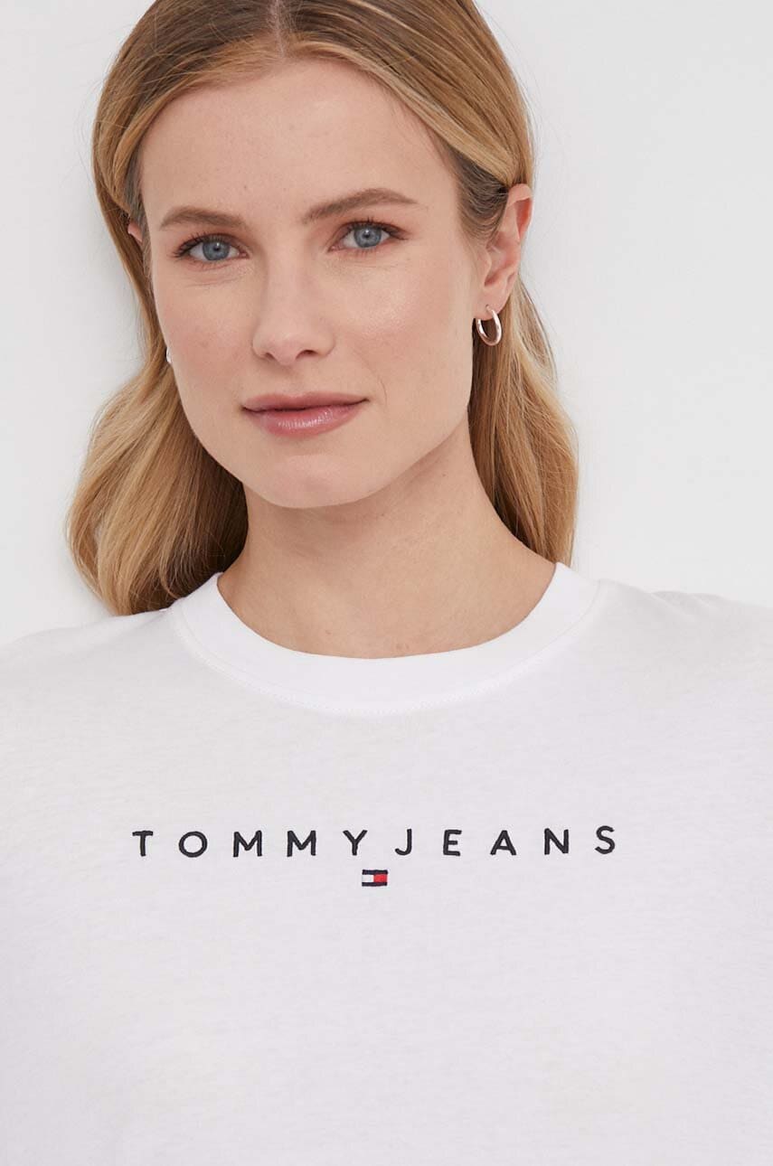 Бавовняна футболка Tommy Jeans жіночий колір білий