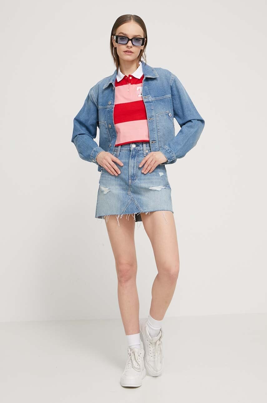 Бавовняний топ Tommy Jeans колір червоний