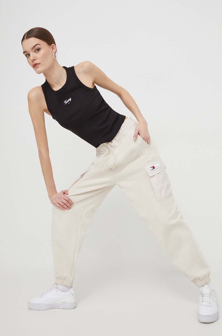 Топ Tommy Jeans жіночий колір чорний