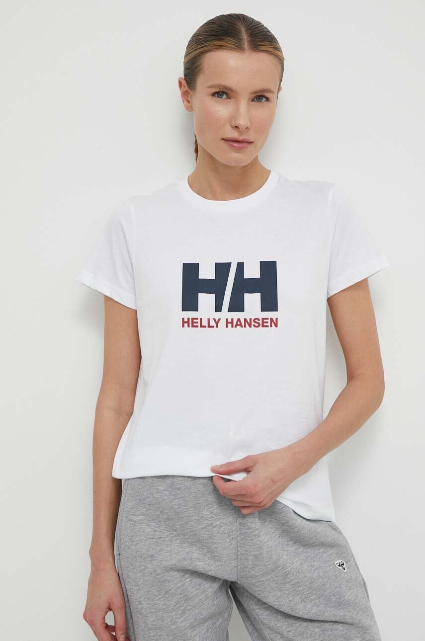 Бавовняна футболка Helly Hansen жіночий колір білий
