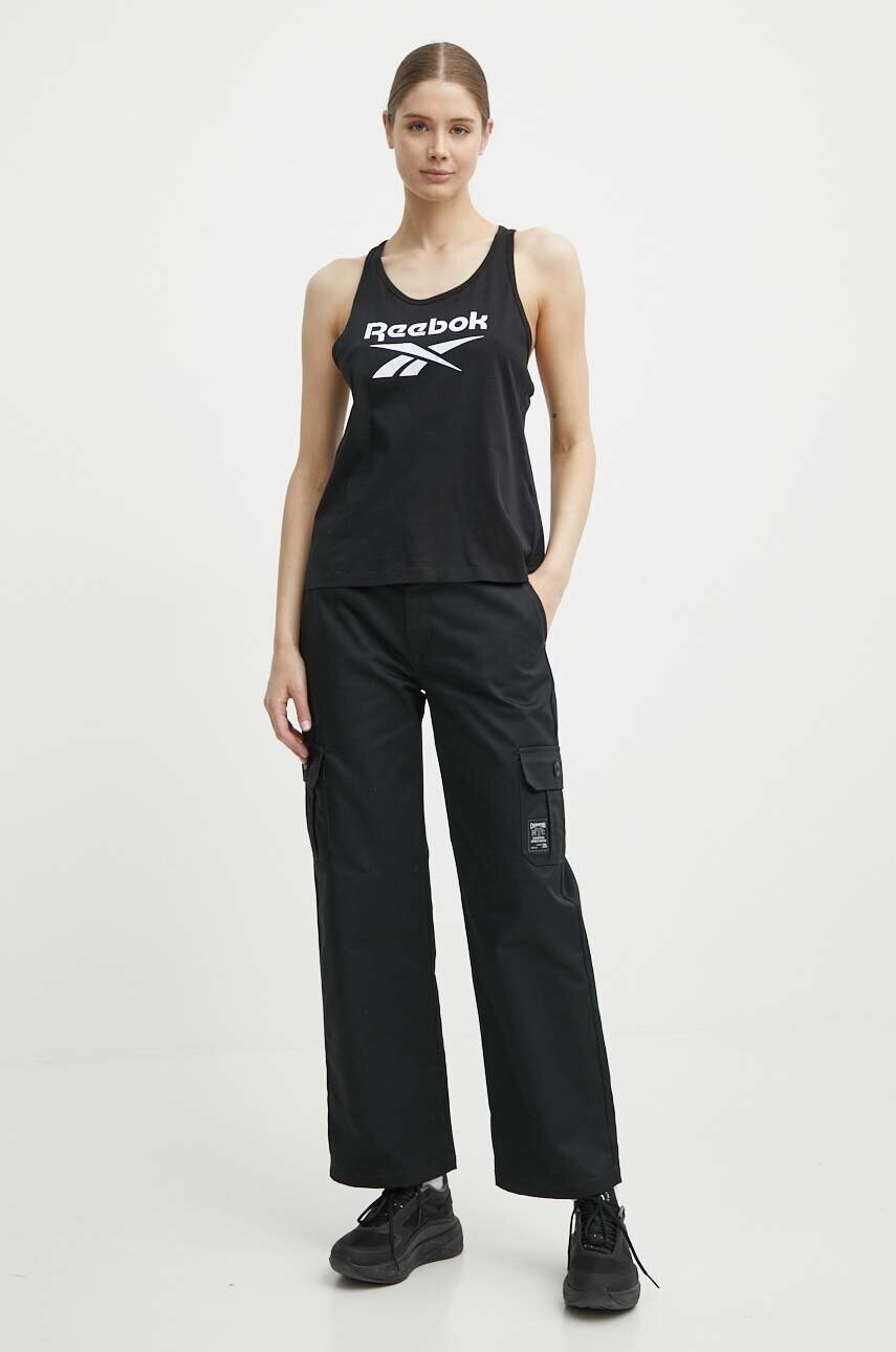 Бавовняний топ Reebok Identity колір чорний 100034778