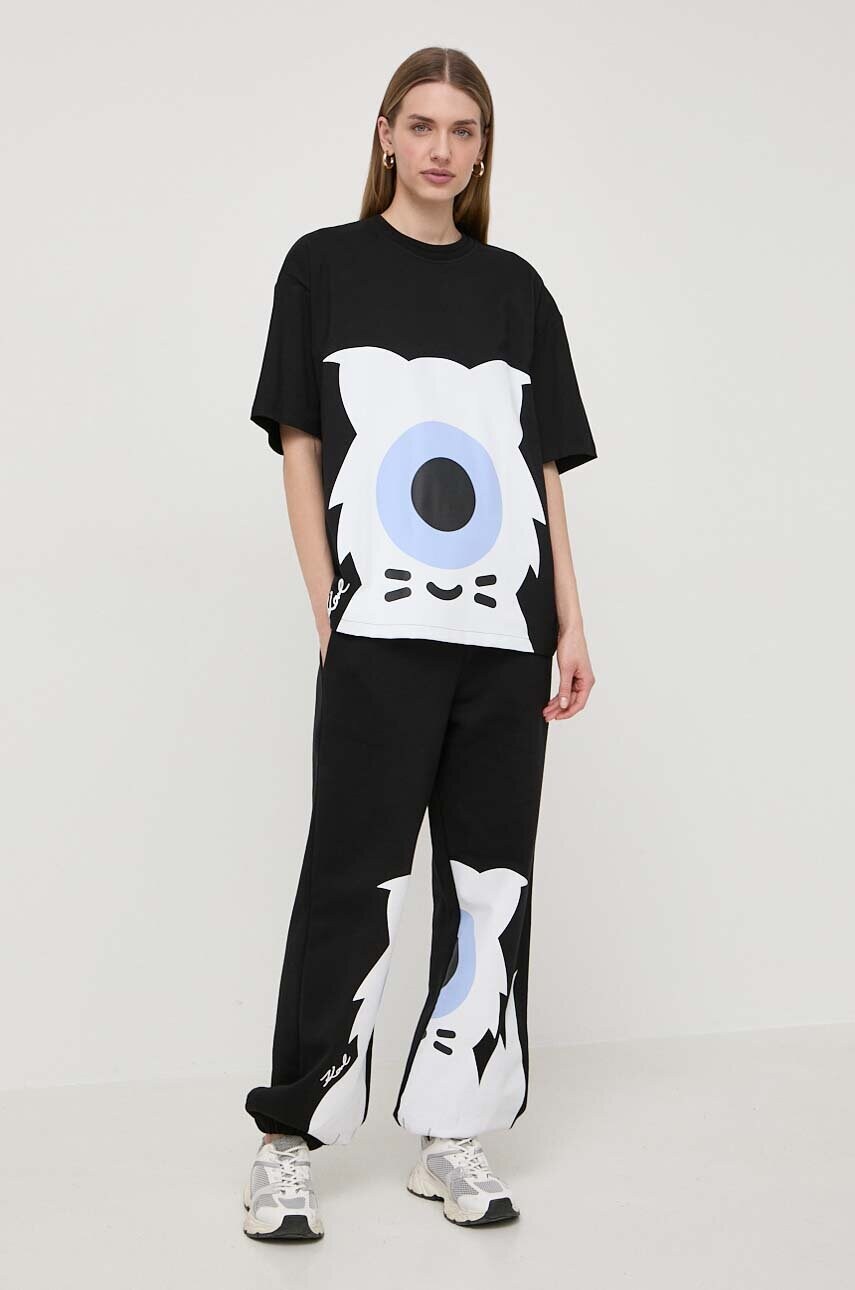 Бавовняна футболка Karl Lagerfeld x Darcel Disappoints жіноча колір чорний