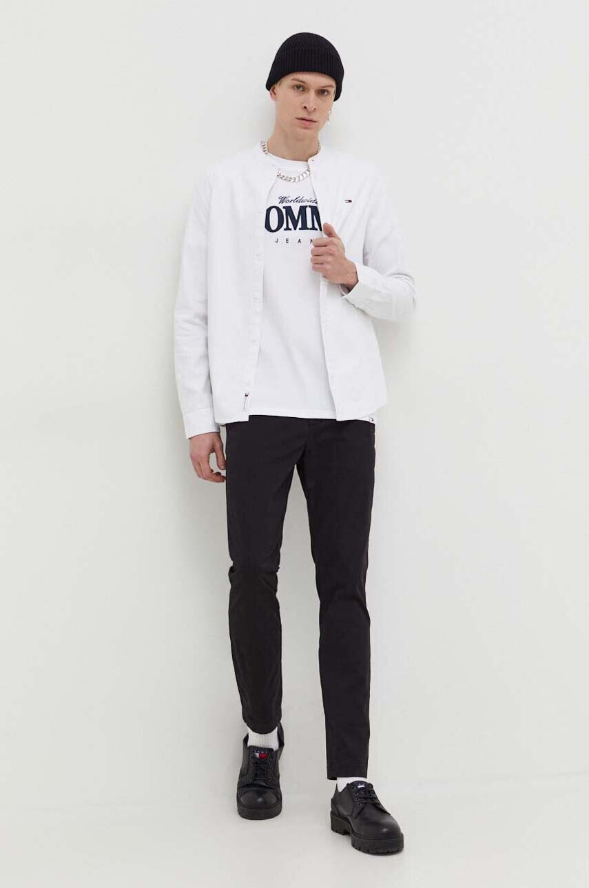 Бавовняна футболка Tommy Jeans чоловічий колір білий з принтом