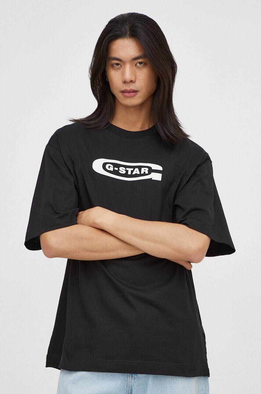 Бавовняна футболка G-Star Raw чоловічий колір чорний з принтом