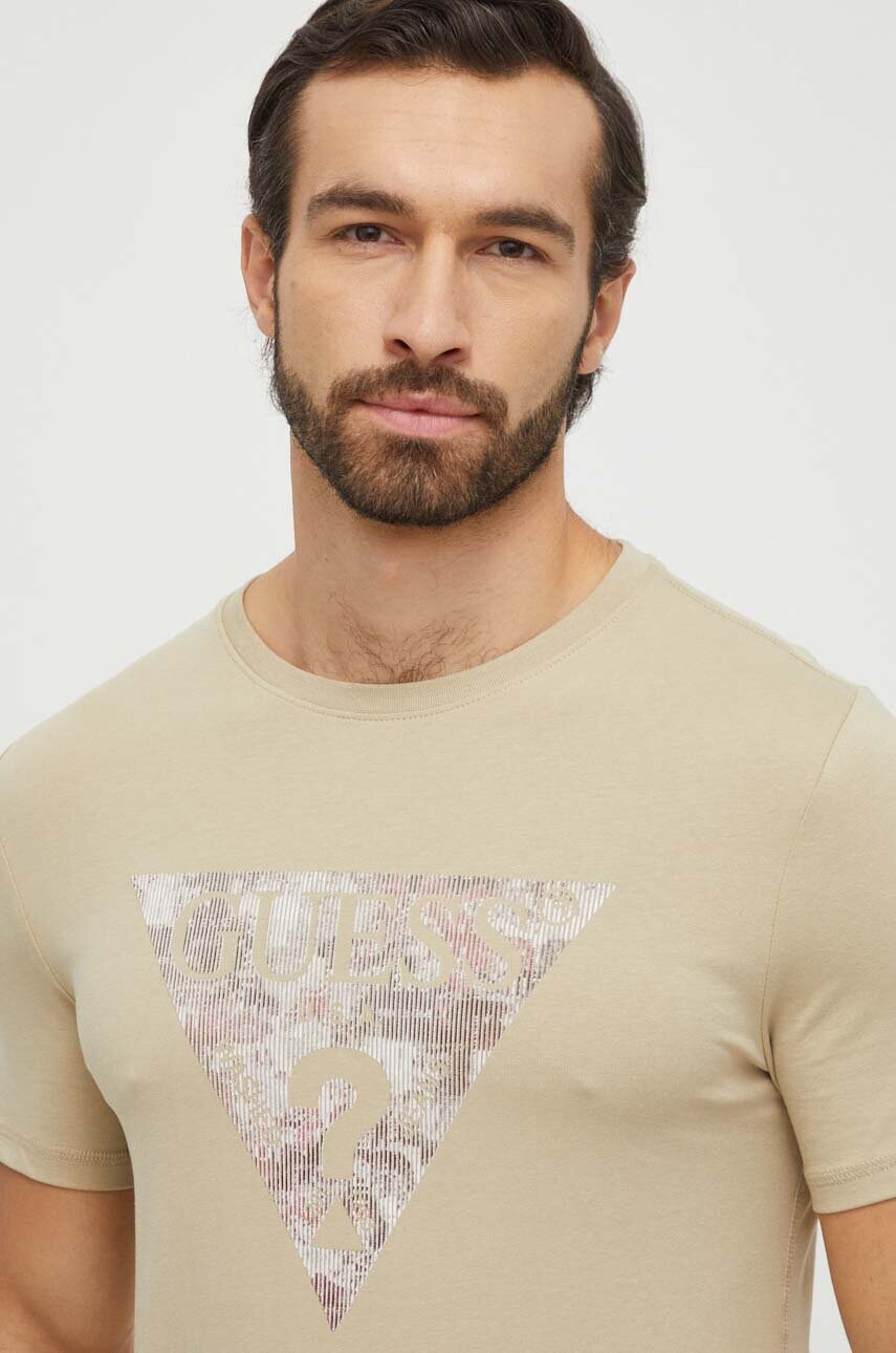 Футболка Guess чоловічий колір зелений з принтом