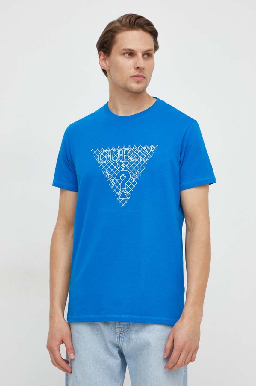 Бавовняна футболка Guess чоловічий з аплікацією