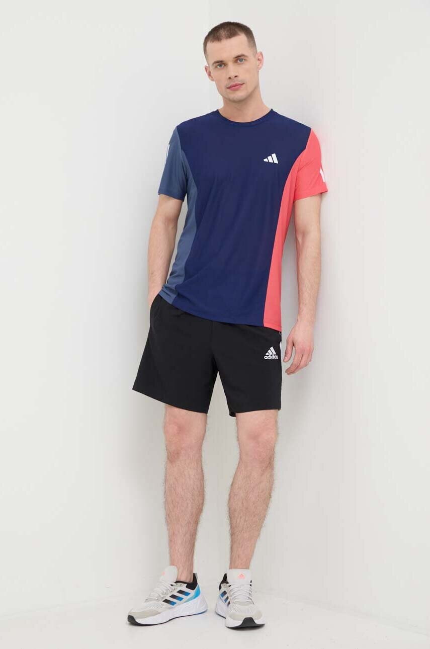 Бігова футболка adidas Performance Own the Run колір синій візерунок
