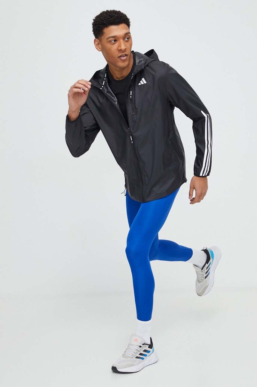 Бігова футболка adidas Performance Own the Run колір чорний з принтом