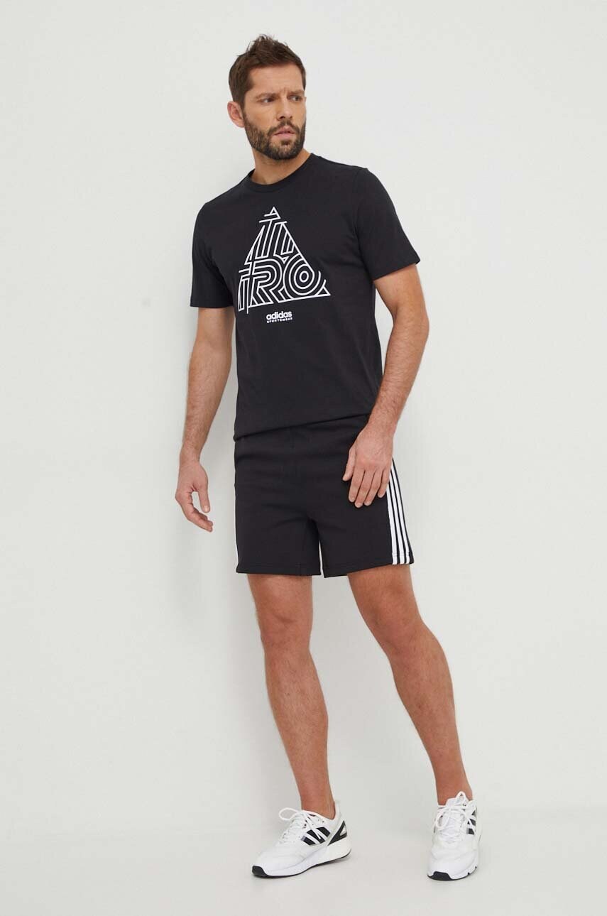 Бавовняна футболка adidas TIRO чоловіча колір чорний з принтом