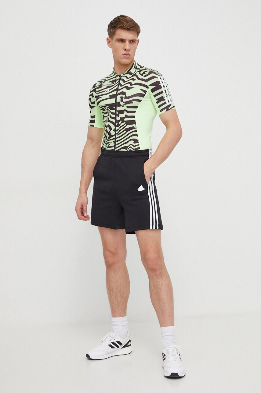 Велосипедна футболка adidas Performance колір зелений візерунок