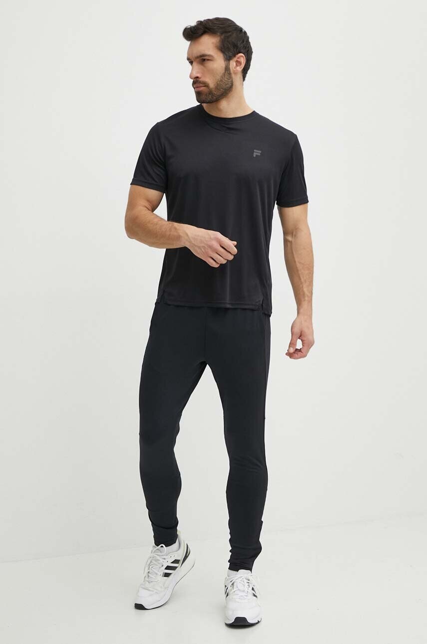 Бігова футболка Fila Thionville колір чорний однотонна FAM0639