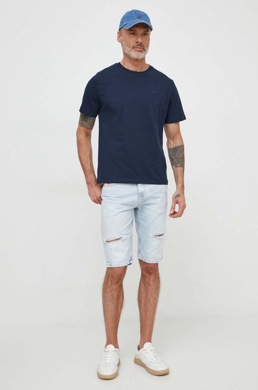 Бавовняна футболка Pepe Jeans Connor чоловіча колір синій однотонна PM509206