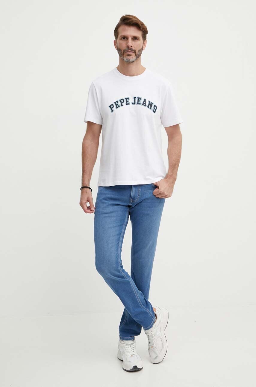 Бавовняна футболка Pepe Jeans CLEMENT чоловіча  колір бежевий з принтом PM509220