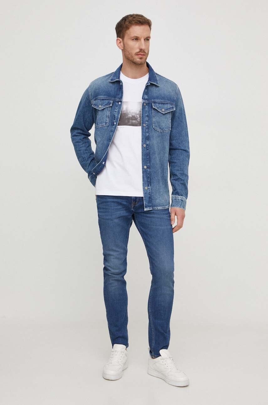 Бавовняна футболка Pepe Jeans Clark чоловіча колір білий з принтом PM509221