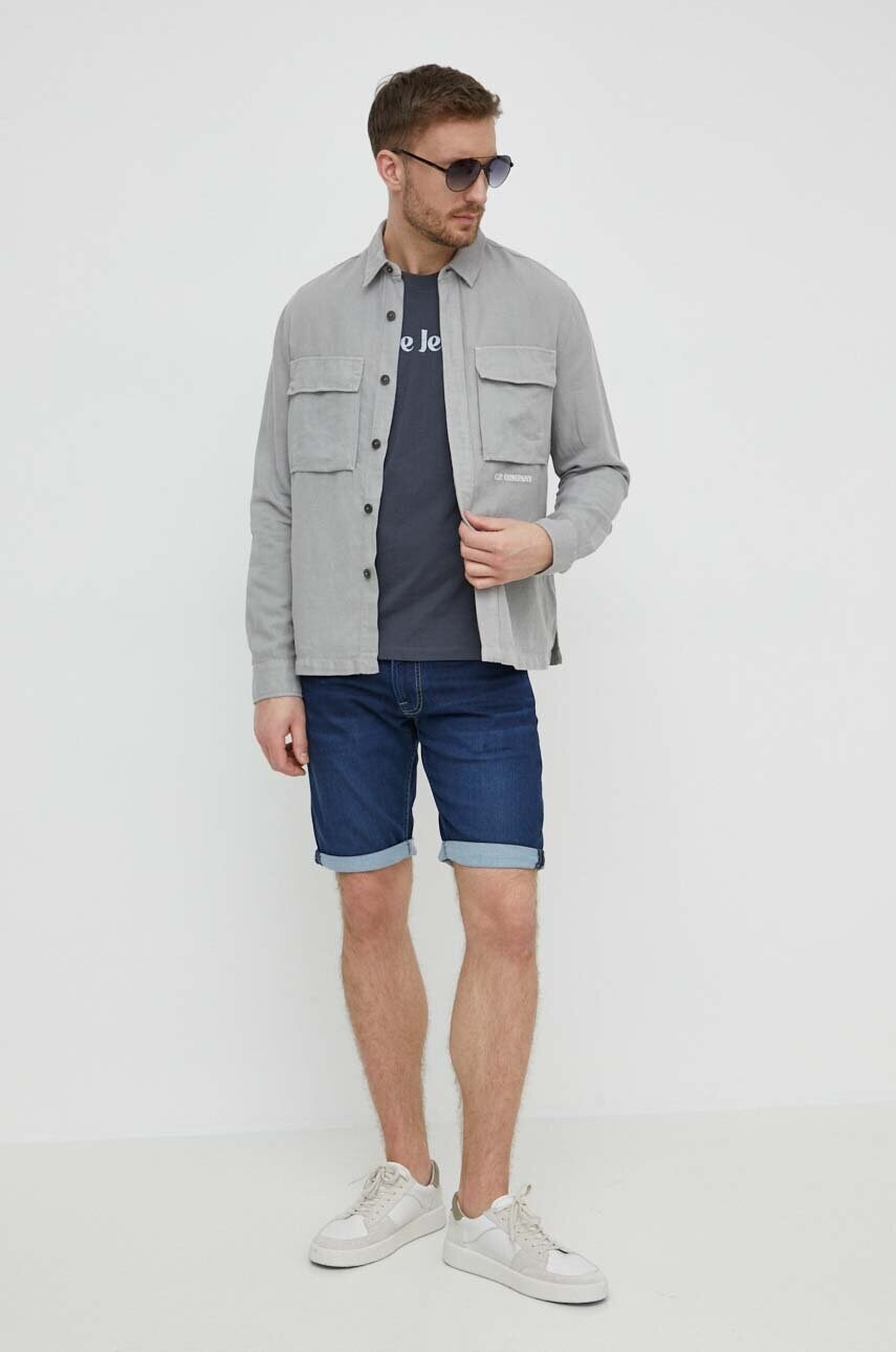 Бавовняна футболка Pepe Jeans CLIFTON чоловіча колір сірий з принтом PM509374