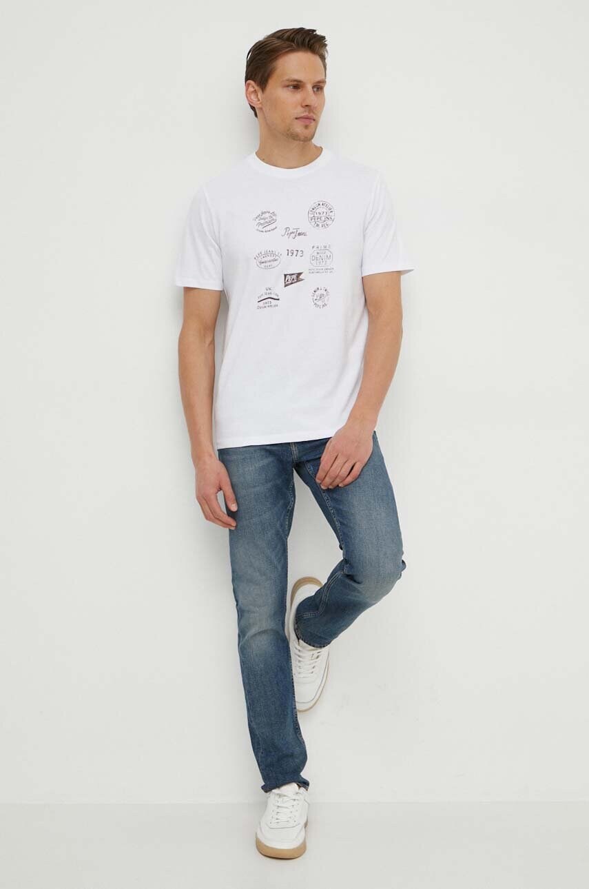 Бавовняна футболка Pepe Jeans CHAY чоловіча  колір білий з принтом PM509375
