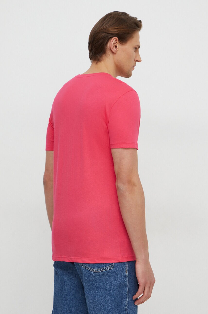 Бавовняна футболка United Colors of Benetton чоловічий колір рожевий однотонний